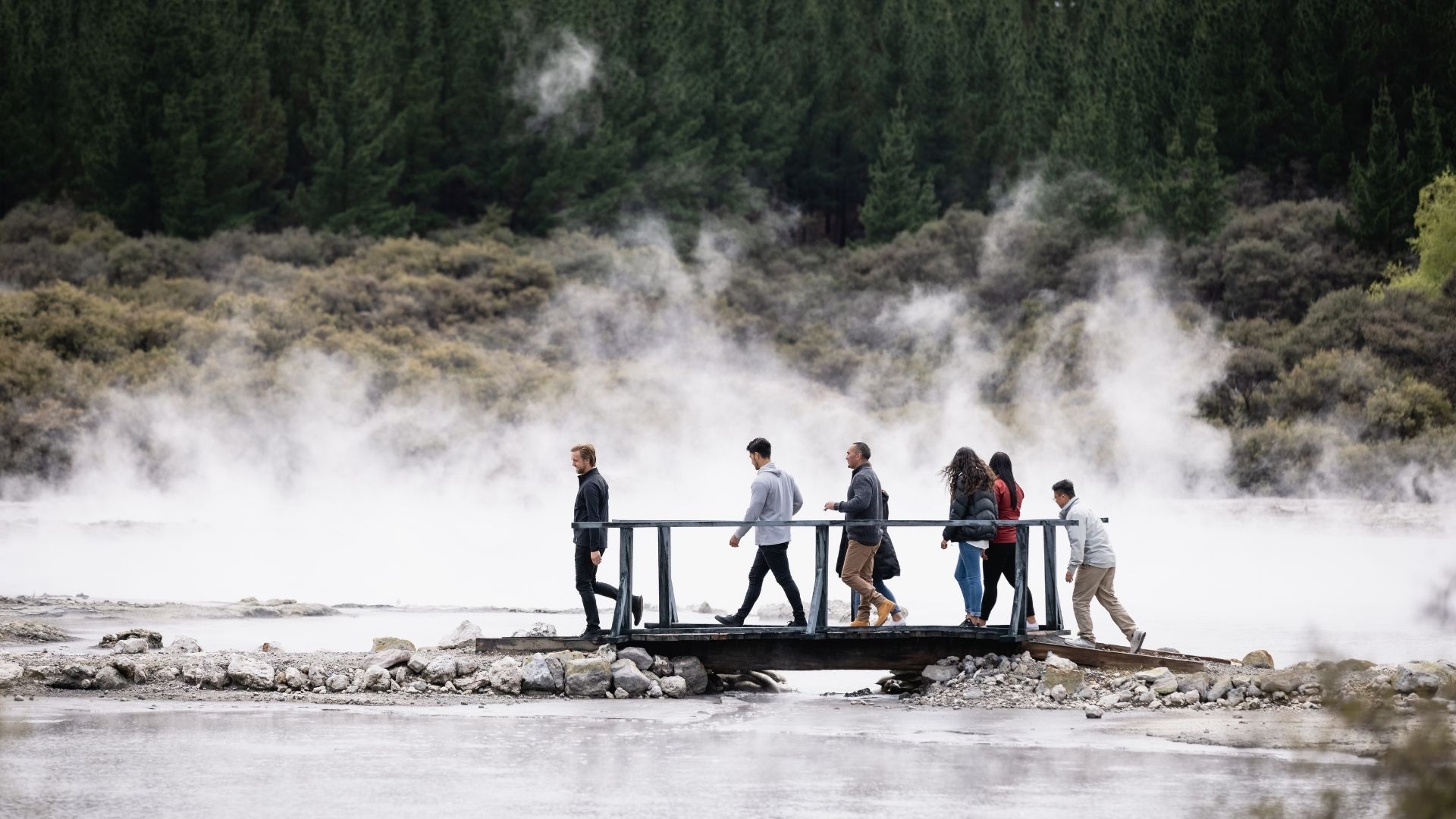 People walking through Hell's Gate