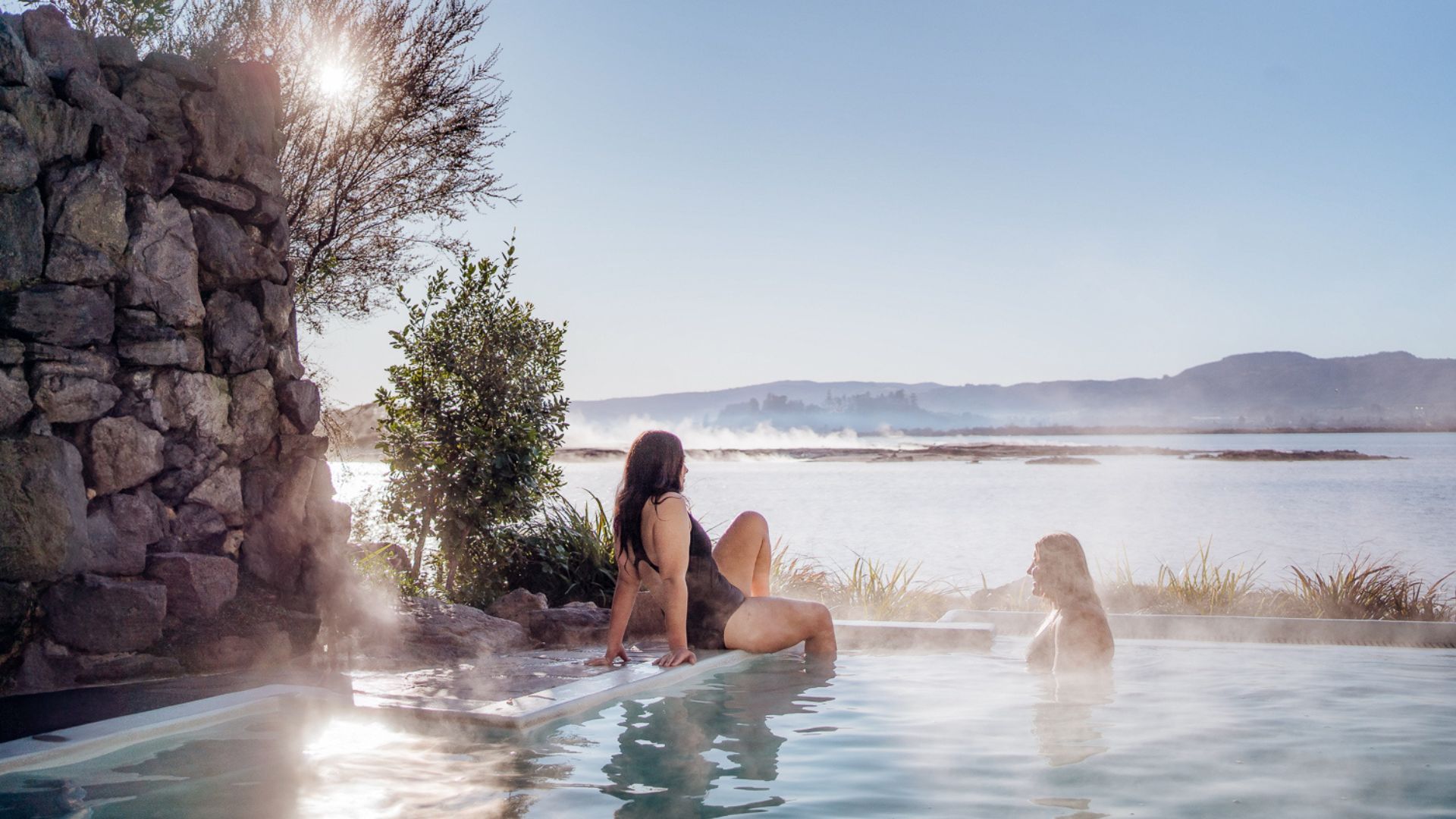 Bathers at Polynesian Spa